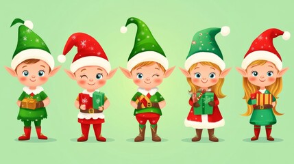 cartoon Christmas elf characters