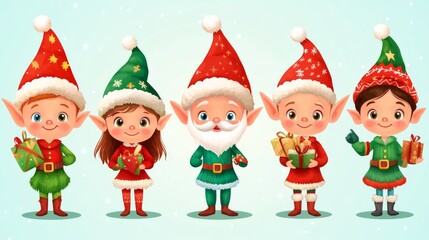 cartoon Christmas elf characters