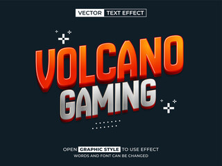 volcano gaming editable text, font effect, 3d text for title