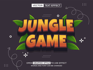 jungle game editable text, font effect, 3d text for title