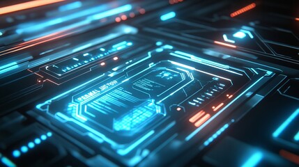 Fototapeta premium High-Tech Cyber Monday Brochure with Digital Interface and Neon Lighting