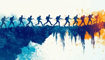 Obraz premium Unified Success: AI-inspired Illustration of Teamwork, Goal Achievement, and Motivation