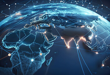 worldwide network connection, digital art illustration,