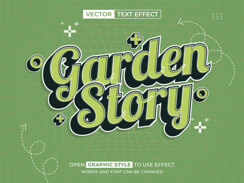 garden story editable text, font effect, 3d text for title
