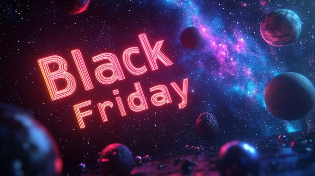 Futuristic Black Friday Banner with Interstellar Effects