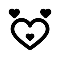 Collection of Love Heart Symbol Icons . Love Illustration Set with Solid and Outline Vector Hearts.