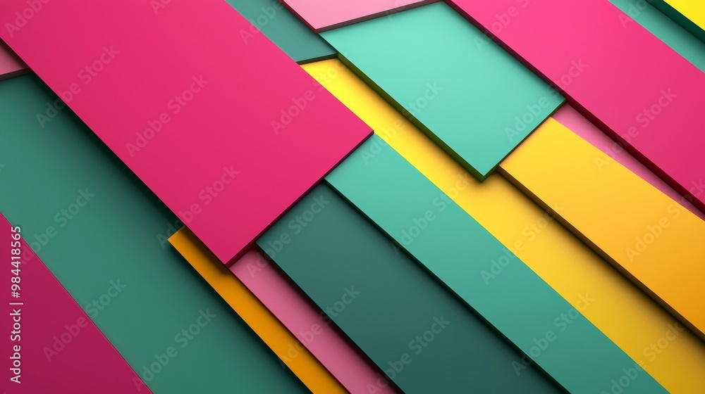 Poster colorful abstract background design featuring overlapping rectangular shapes, creating a dynamic and