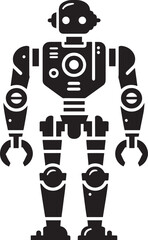 Modern action war robot silhouette vector illustration isolated on a white background