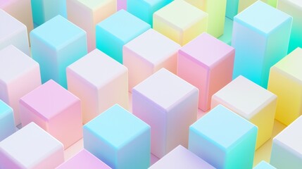 Obraz premium Mesmerizing 3d cubes in pastel colors create trendy abstract background. Perfect for stylish projects