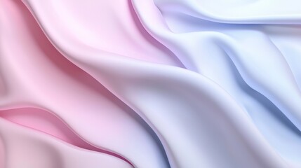 Obraz premium Flowing and waving satin fabric creates an elegant background with a gradient from pink to blue, making it perfect for a luxurious and soft design