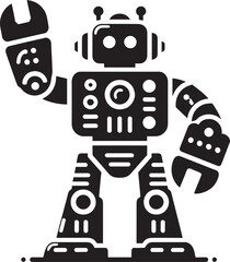 Modern action war robot silhouette vector illustration isolated on a white background
