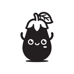 Kawaii Aubergine silhouette ,icon ,vector