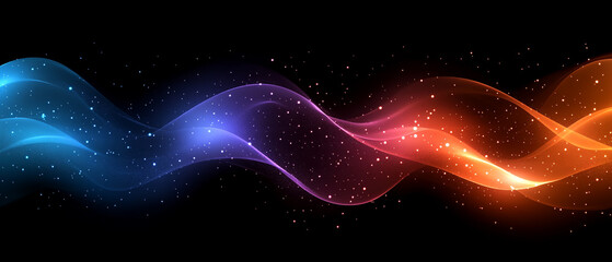 Obraz premium A vibrant wave of colorful light swirls dynamically across a dark background, creating a sense of motion and energy.