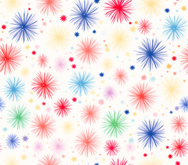 Fireworks pattern, seamless texture. Celebration banner.  illustration of firework