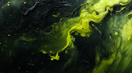 Abstract art featuring vibrant green and black swirls, perfect for modern designs and creative projects.