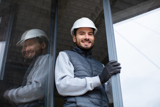 portrait of builder carrying out home improvements