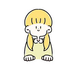 手を置いて話を聞いている女性