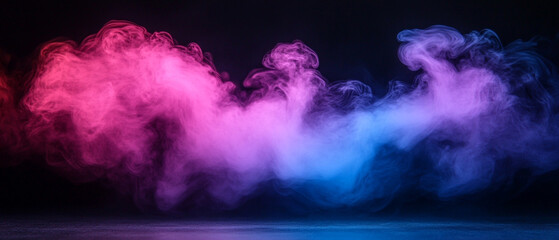 Fototapeta premium Colorful smoke swirl on a dark background, creating an artistic and vibrant visual. Perfect for creative projects and designs.