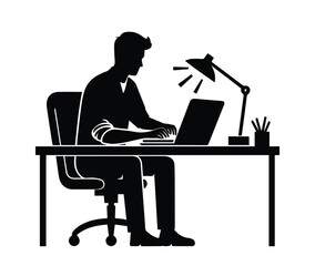 silhouette of a person working on laptop