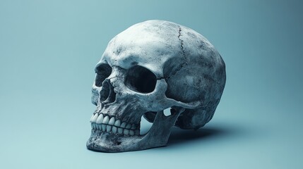 Fototapeta premium A skull is shown in a blue background