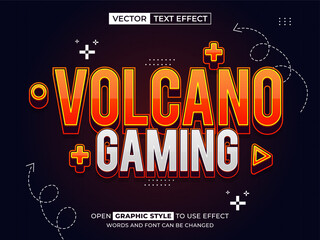 volcano gaming editable text, font effect, 3d text for title
