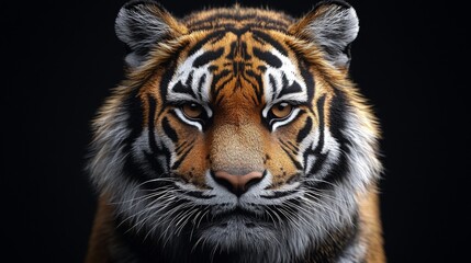 Fototapeta premium A tiger is staring at the camera with its eyes wide open