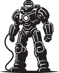 Modern action war robot silhouette vector illustration isolated on a white background