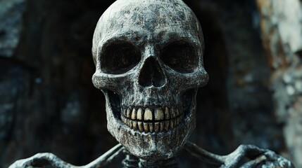 A skull with a smile on its face