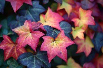 Colorful Autumn Leaves Close Up.