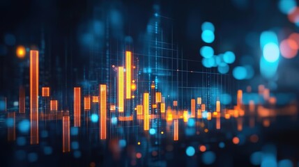 Fototapeta premium Dynamic and colorful data visualization with vibrant orange and blue bars showcasing financial trends and analytics.