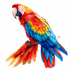 Fototapeta premium magnificent realistic Scarlet Macaw on white background