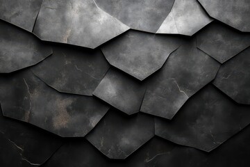 abstract geometric composition layered paperlike shapes deep charcoal tones dramatic shadows minimalist luxury aesthetic architectural inspiration