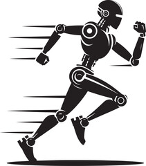 Modern action war robot silhouette vector illustration isolated on a white background