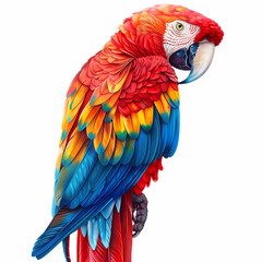 Fototapeta premium magnificent realistic Scarlet Macaw on white background
