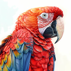 Fototapeta premium magnificent realistic Scarlet Macaw on white background
