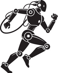 Modern action war robot silhouette vector illustration isolated on a white background