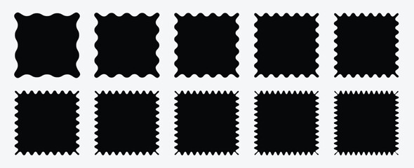 Zigzag rectangular shapes. Jagged square. Rectangles and squares. Abstract icon. Collection figures, waves, zigzags torn edges.