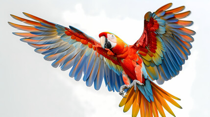 Fototapeta premium magnificent realistic Scarlet Macaw on white background