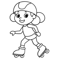 cartoon-kid-girl-in-safety-helmets-playing-on-roll