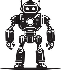 Modern action war robot silhouette vector illustration isolated on a white background