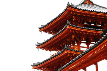 Stunning close-up of a traditional Japanese pagoda showcasing intricate architecture and vibrant...