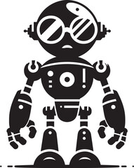 Modern action war robot silhouette vector illustration isolated on a white background