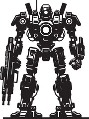 Modern action war robot silhouette vector illustration isolated on a white background