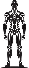 Modern action war robot silhouette vector illustration isolated on a white background