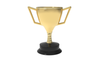 gold trophy for place winner. Transparent white background