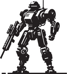 Modern action war robot silhouette vector illustration isolated on a white background