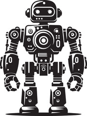 Fototapeta premium Modern action war robot silhouette vector illustration isolated on a white background