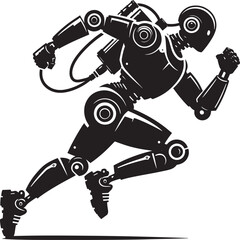 Modern action war robot silhouette vector illustration isolated on a white background