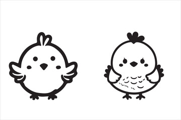 Cute Chicken baby silhouettes vector