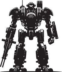 Modern action war robot silhouette vector illustration isolated on a white background